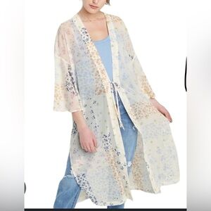 Wild Fable Kimono Sheer White Floral Print One Size